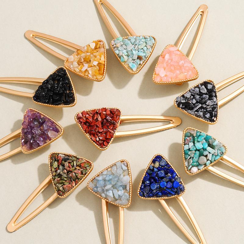 Natural Crystal Chip Hair Clips - Hot-selling Hair Accessories, Metal Hair Ornaments, Handmade Adornments