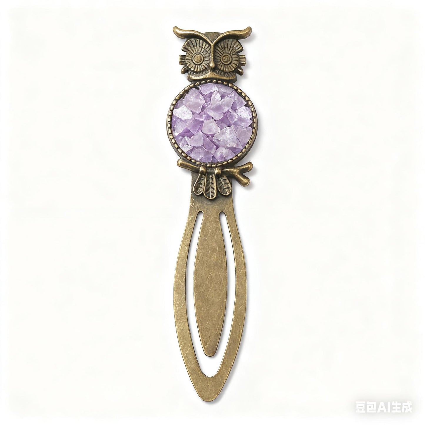 Irregular Crystal Chips Owl Bookmark Tree of Life Bookmark with Unique Gemstone Inlays and Elegant Brass Finish