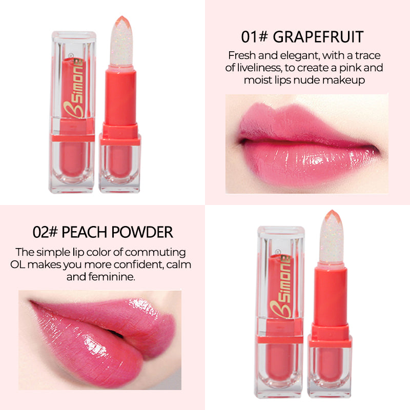 Lustrous color changing lipstick