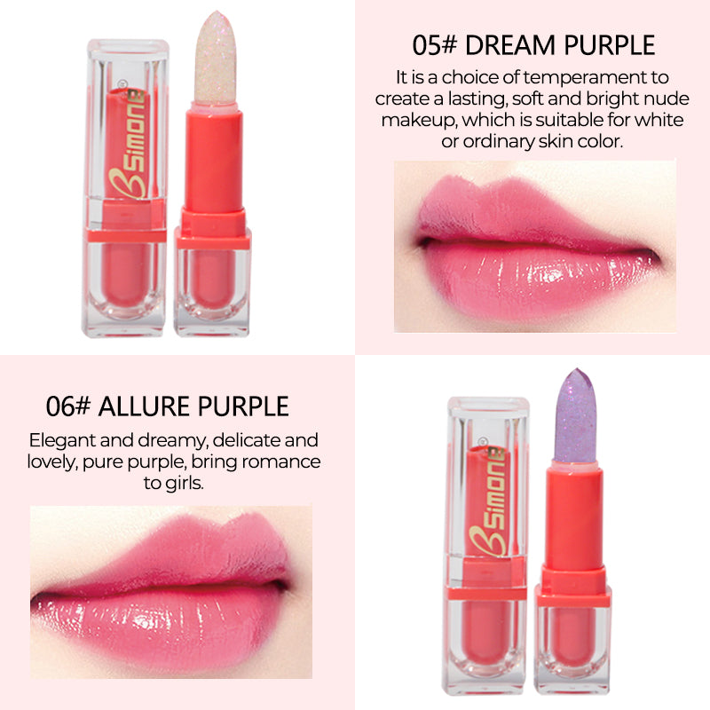 Lustrous color changing lipstick