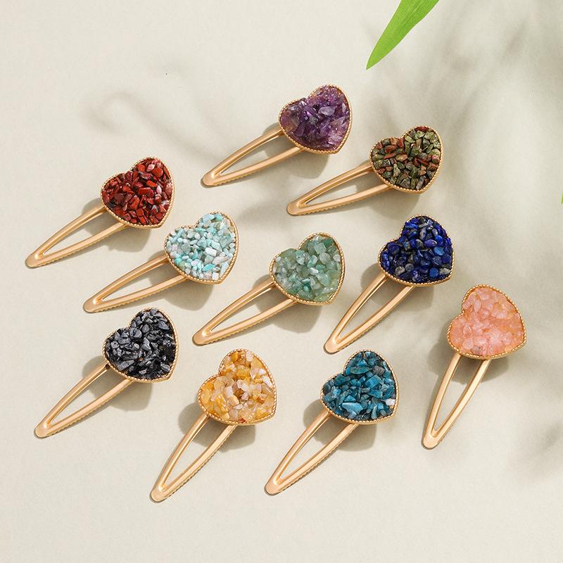 Natural Crystal Chip Hair Clips - Hot-selling Hair Accessories, Metal Hair Ornaments, Handmade Adornments