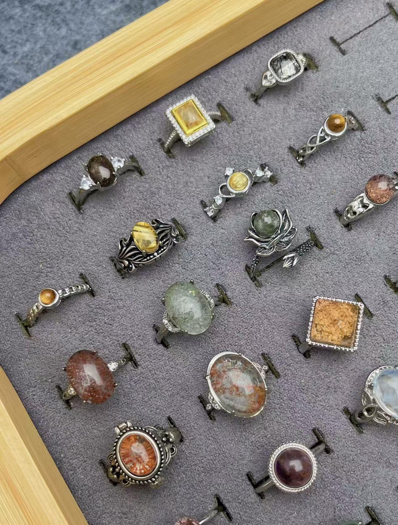 Rainbow Crystals set Natural crystal RING