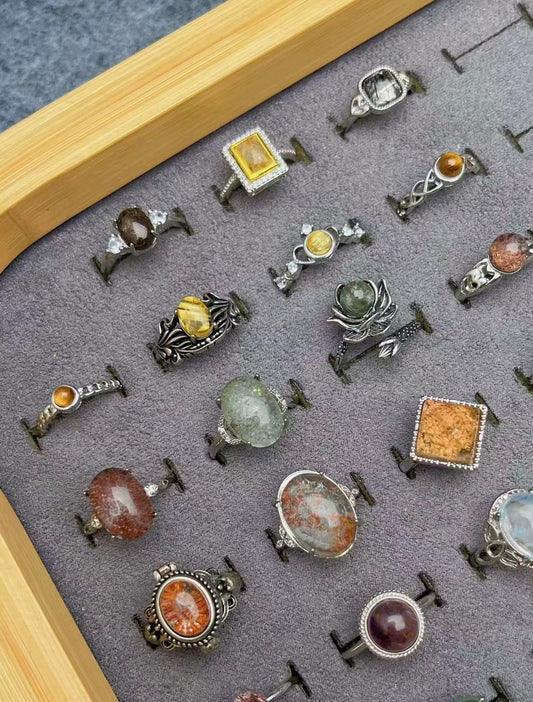 Rainbow Crystals set Natural crystal RING