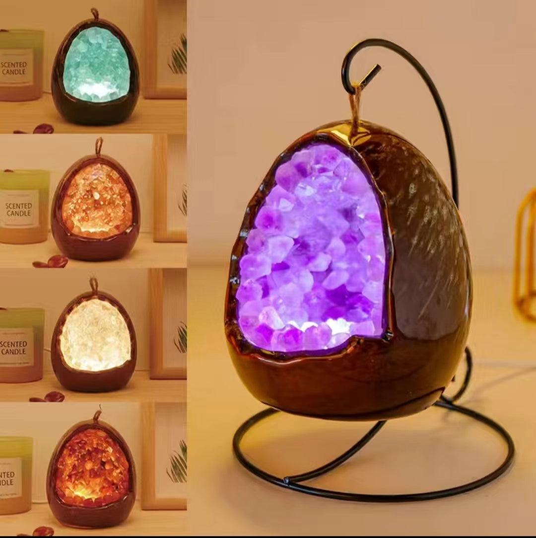 Natural Geode Dinosaur Egg LED Night Light USB Plug-in Bedroom Dormitory Bedside Ambient Light Baby Feeding Night Light