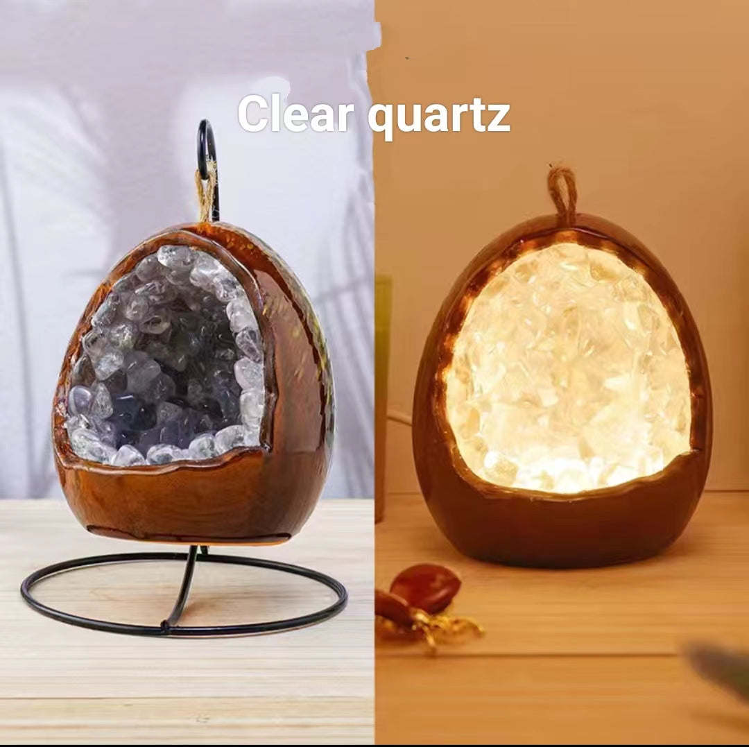 Natural Geode Dinosaur Egg LED Night Light USB Plug-in Bedroom Dormitory Bedside Ambient Light Baby Feeding Night Light